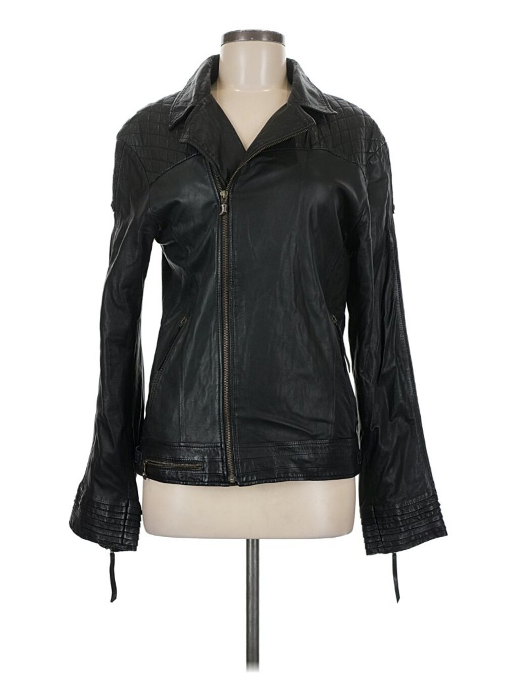 Jan Hilmer Leather Motorcyle Jacket Black Medium